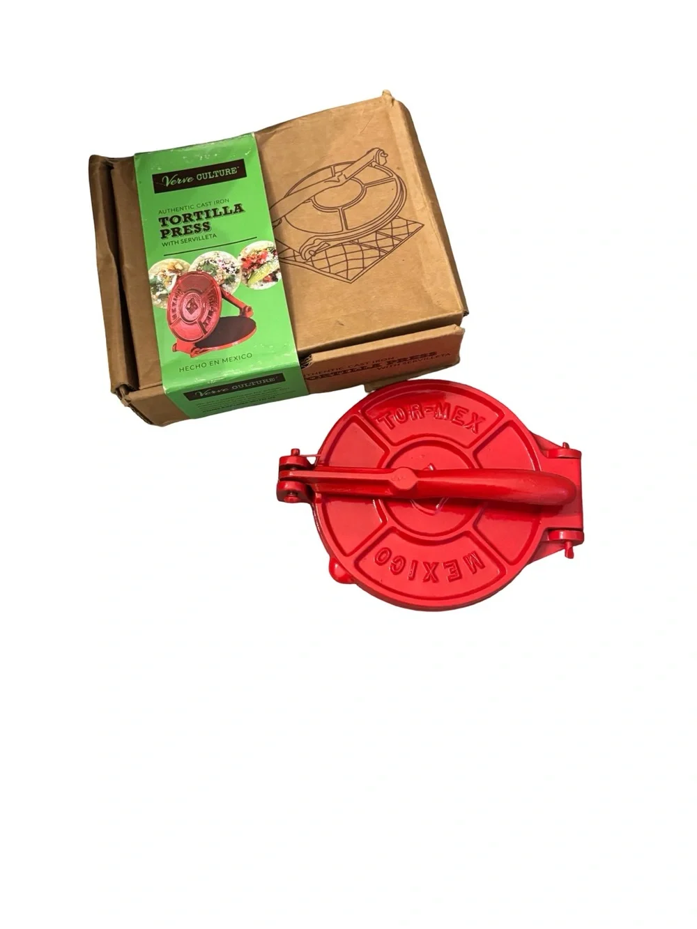 Tormex Mexican Red Tortilla Press Set & Orange Serape Cloth